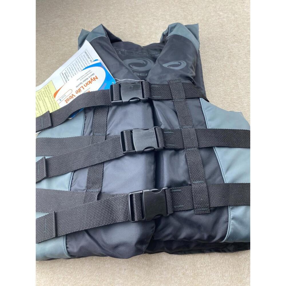 Mens Life Vest for Water Sports Swimming O'Rageous Size Small 3-clasp Black